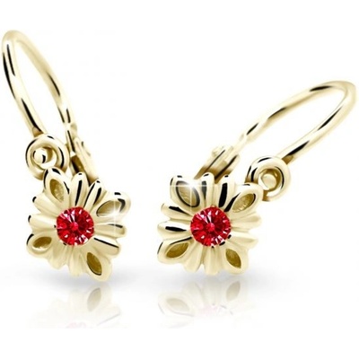 Danfil dětské náušnice C2261 ze žlutého zlata s kamínkem Ruby Dark