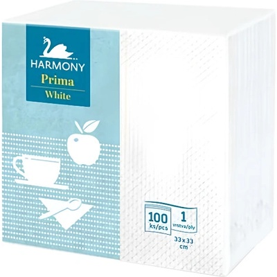 Harmony Prima Krepové ubrousky bílé 100ks 33x33cm