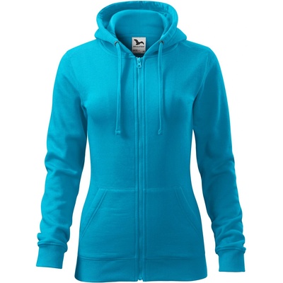 MALFINI Malfini trendy zipper 411 / Дамско яке кенгуру с цип по цялата дължина и качулка - тюркоазено xl (4114416)
