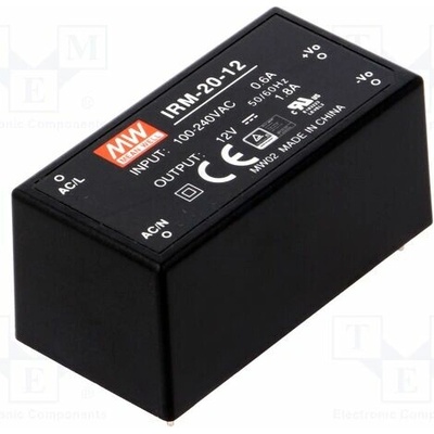 MEAN WELL IRM-20-12 Měnič: AC/DC; 21,6W; Uvst: 85÷264VAC,120÷370VDC; Uvýst: 12VDC; 84%