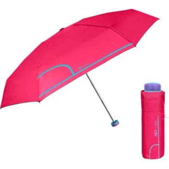 Дамски мини сгъваем неавтоматичен чадър Perletti Time 26414, Малина