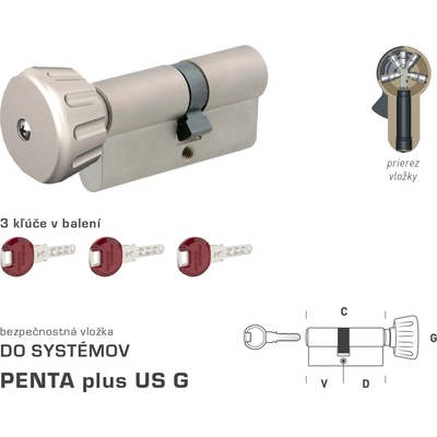 MPkovania DK - PENTA plus US G - s gombíkom V 25 + D 35 mm