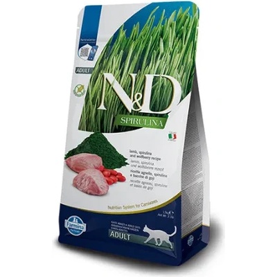 Farmina N&D Spirulina CAT Lamb & WOLFBERRY Adult - Пълноценна храна със спирулина за котки над 1г. с агнешко и годжи бери, 1.5 кг