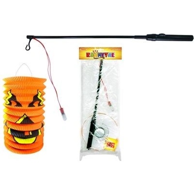 Lampión tekvica Halloween 15 cm so svietiacou paličkou 39 cm