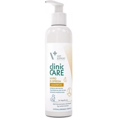 VET EXPERT Clinic Care Hypo Omega Shampoo - дермокозметичен, омекотяващ шампоан, съобразен със специалните нужди на животни със суха и чувствителна кожа, склонна към лющене, 250 мл - Vet Expert - Полша