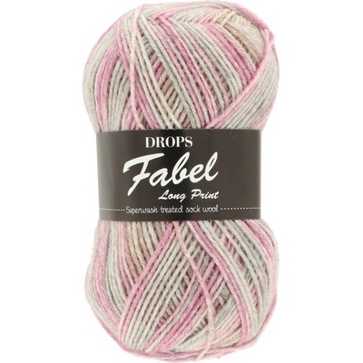 Drops Fabel Long Print 623 ružovo sivá