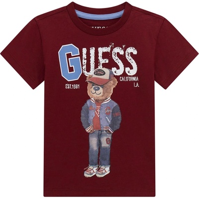 Guess Тениска с къс ръкав Guess - Mече с шапка, червена, 18 м (20253-N5YI22-K8HM4-G577-18M)