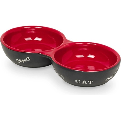 Nobby Cat keramická dvojmiska 22 cm 2 x 130 ml
