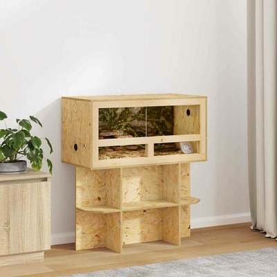 VidaXL terárium z OSB hnědé s teploměrem 80 x 40 x 40 cm 9799.876724