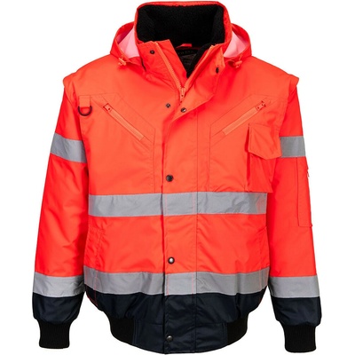 Portwest C465 Bomber Hi-Vis Contrast bunda červená/tmavomodrá
