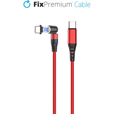 FixPremium - USB-C / USB-C Magnetický Kabel (1m), červená