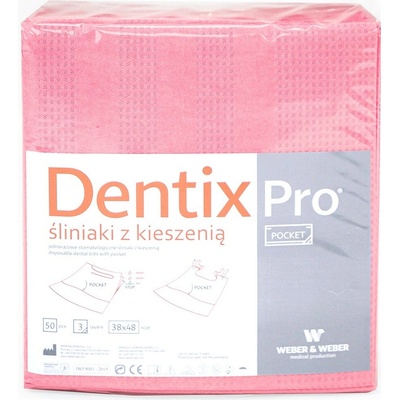 Weber and Weber Weber&Weber Jednorazové stomatologické podbradníky DentixPro s vreckom 50 ks Ružová