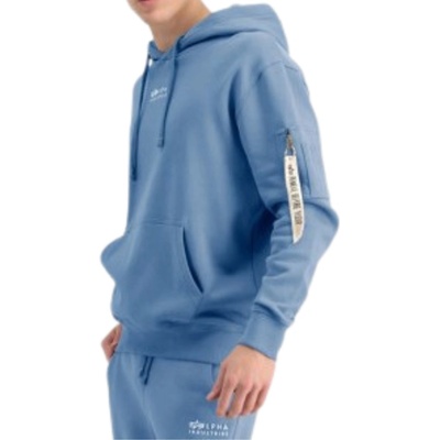 Alpha Industries Organic EMB Hoody pánska mikina Organic Petrol