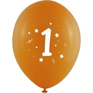 Globos Festival БАЛОНИ 10 БР. 12" - 30 СМ С ПЕЧАТ - ЦИФРА 1