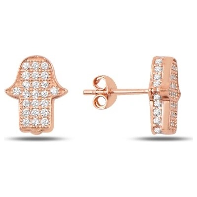Olivie strieborné náušnice hamsa rose 3874