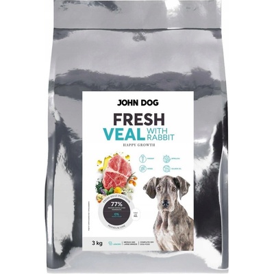 John Dog Fresh Junior pre psa Teľacie mäso s králikom 3 kg