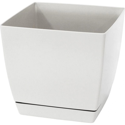 PlasticFuture Květináč Coubi Square s miskou bílý, 13,5 cm