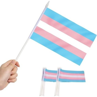 Transgender vlajka Anley, přenosná mini vlajka transgender 5 x 8 palců (12 x 20 cm) s bílou pevnou