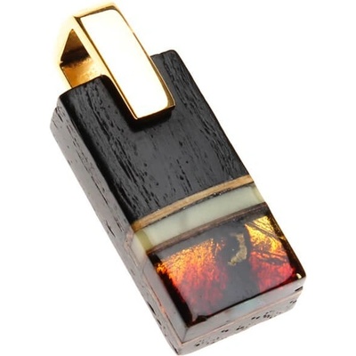 Reblan Pozlátený drevený prívesok s jantárom z kolekcie Amberwood unisex TDPV020