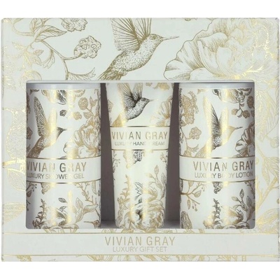 SET VELVET ROMANCE Sprchový gel, Krém na ruce, Tělové mléko 2x200ml+75ml – Citron & Zelený čaj – Vivian Gray