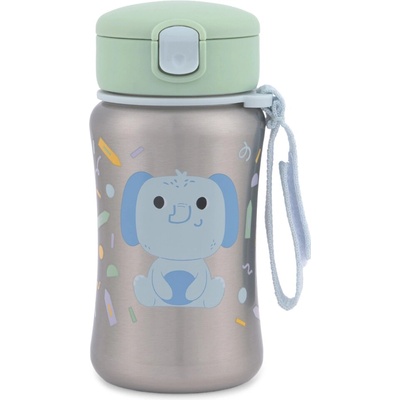 Skip Hop nerezová fľaša so slamkou na vodu Besties Squad Dino 350 ml