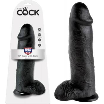 Image 1 of Пенис дилдо с тестиси, вакуумна основа, 30, 5см. - King Cock Black (PIPE551123)