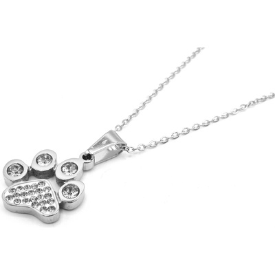 Steel Jewelry Náhrdelník tlapka s krystalky z chirurgické oceli NH151100