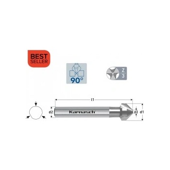 Karnasch Зенкер Ø 30 mm, 90°, HSS-XE, опашка 12.0 mm, DIN 335 форма C, BESTSELLER (201740240)