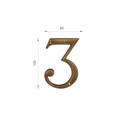 MPK - DOMOVÁ ČÍSLICA "3"- 120 mm BRM.LL - bronz matný | MP-KOVANIA.sk
