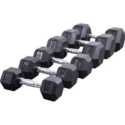 Köck sport Jednoruční pogumovaná činka HEX 25 kg