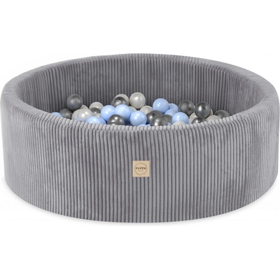 PLUSH NEST PLUSH NEST Suchý bazén okrúhly Menčester svetlo sivý Ø 90 × 30 cm s 200 loptičkami