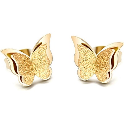 Troli pozlacené motýlí náušnice Metal Butterfly KES-048-GOLD