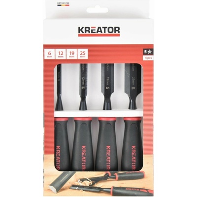 Kreator KRTH23709 - Dláta na dřevo sada 6, 12, 19, 25mm 4ks TPR
