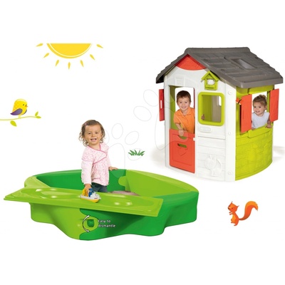 Smoby set domček Jura Lodge s dvoma dverami a pieskovisko s krytom a vodnou dráhou 810500-27