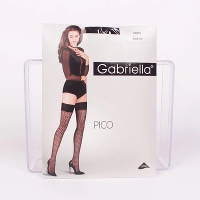 Нежен модел дамски дълги чорапи в черен цвят с разкошни фигурки - 20 den