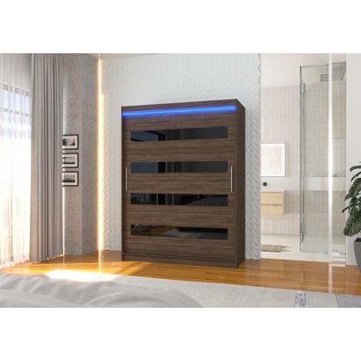 Nábytek PEGAS MARTINEZ 150 posuvné Choco/Black Lacobel
