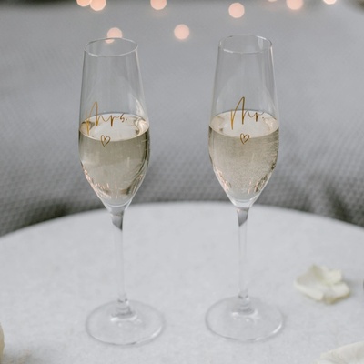 Bella Rose Sklenice na sekt Mr. a Mrs. set čirá barva sklo 2 x 250 ml