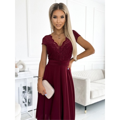 Numoco Рокля от шифон с дантелено деколте - бургундско Numoco LINDA numoco | Kafyav | ЖЕНИ | S