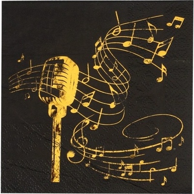 Santex ubrousky Music se zlatým potiskem 25x25cm 20ks
