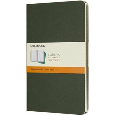 Moleskine Sešity Cahier L linkované 3 ks tm. zelené