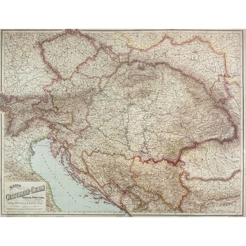 ZES Rakousko - Uhersko 1890 - nástěnná mapa 162x125 cm Varianta: bez rámu v tubusu, Provedení: laminovaná mapa v lištách