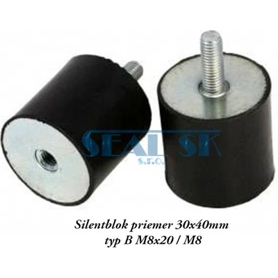 Silentblok priemer 30x40mm typ B M8x20 / M8