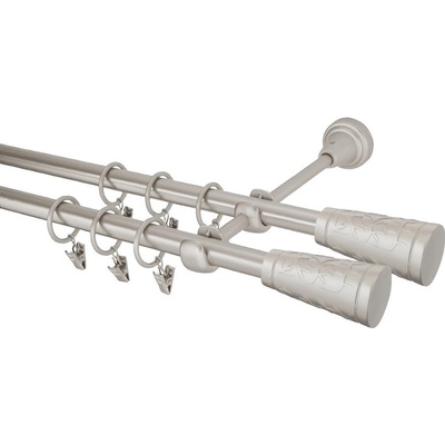 GARNÝŽE-HEBR Garnýž Sevilla double chrom mat dvojitá 320 cm