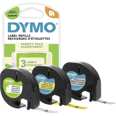 DYMO S0721800 etikety sada 3 ks Barva pásky: žlutá Hyper, stříbrná, bílá Barva písma: černá 12 mm 4 m S0721800