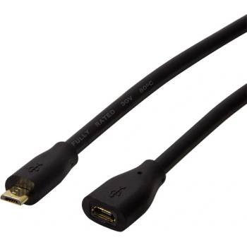 LogiLink USB 2.0 кабел Micro-USB/M - Micro-USB/F, черен, 1 м