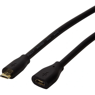 LogiLink USB 2.0 кабел Micro-USB/M - Micro-USB/F, черен, 1 м