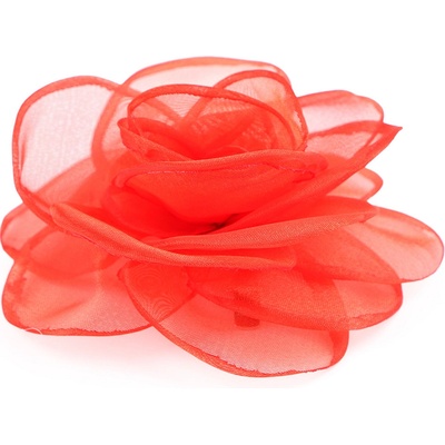 Stoklasa brož ozdoba do vlasů organzový květ 10,5 cm 5 červená