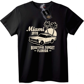NOONEBRAND Тениска Miami 1978 Залез с кола - 2XL, White