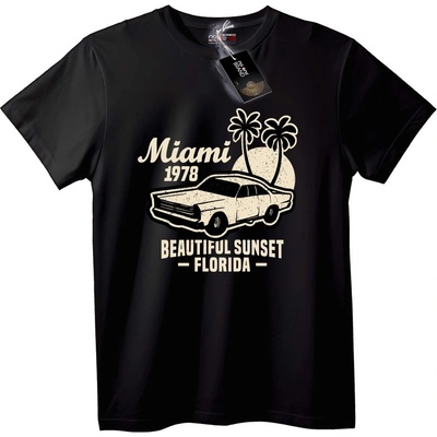NOONEBRAND Тениска Miami 1978 Залез с кола - 2XL, White