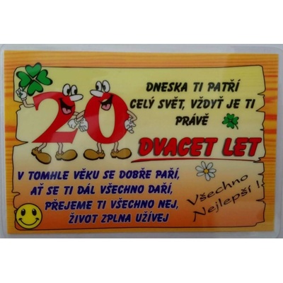 Vtipné přání k narozeninám - 20 let – Zboží Dáma